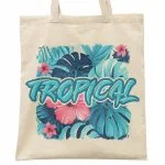 Torba bawełniana na zakupy TROPICAL Egzotyczny Motyw Monstera Palmy Kwiaty