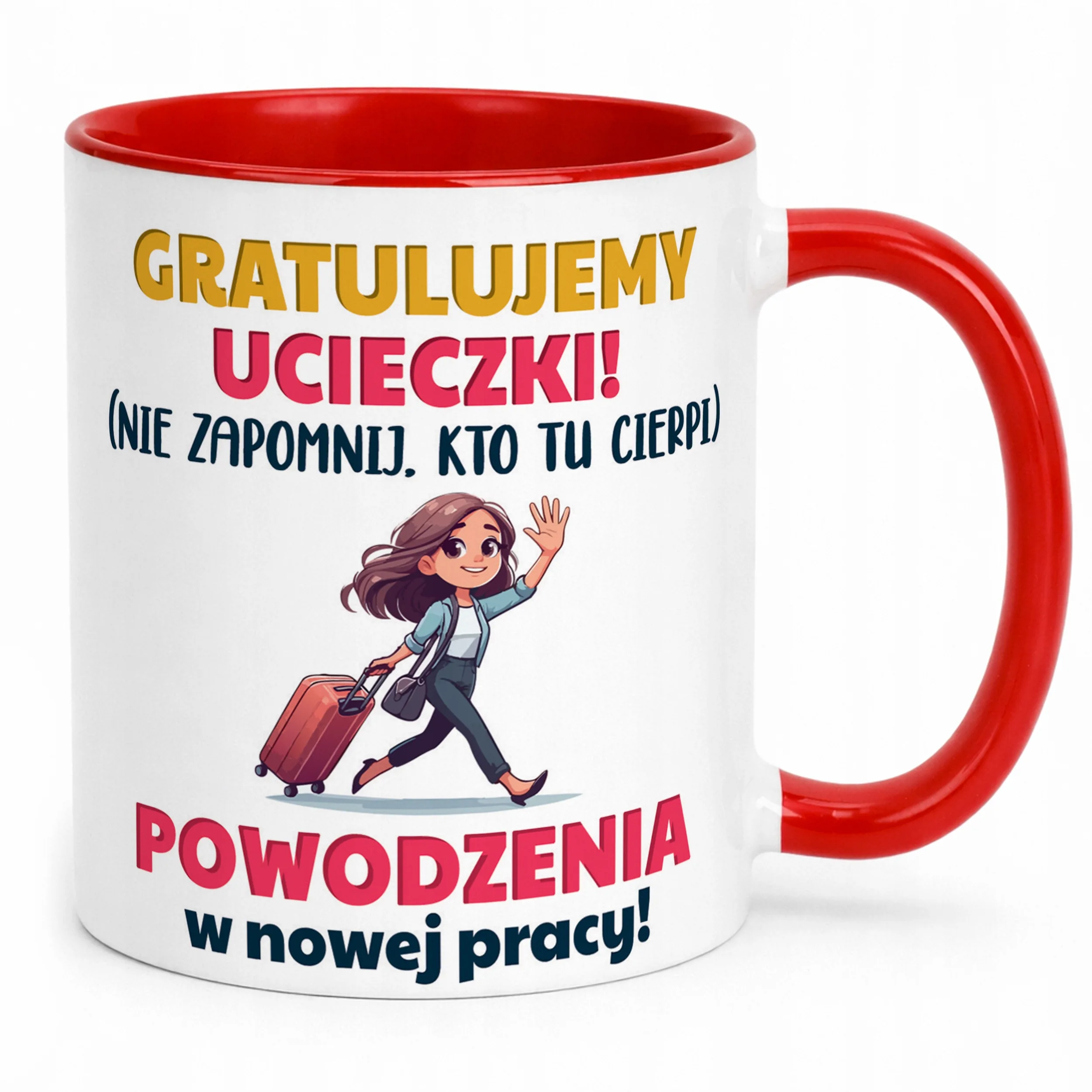 Kubek Czerwony Pożeganie Odejście z Pracy Dla Koleżanki Prezent