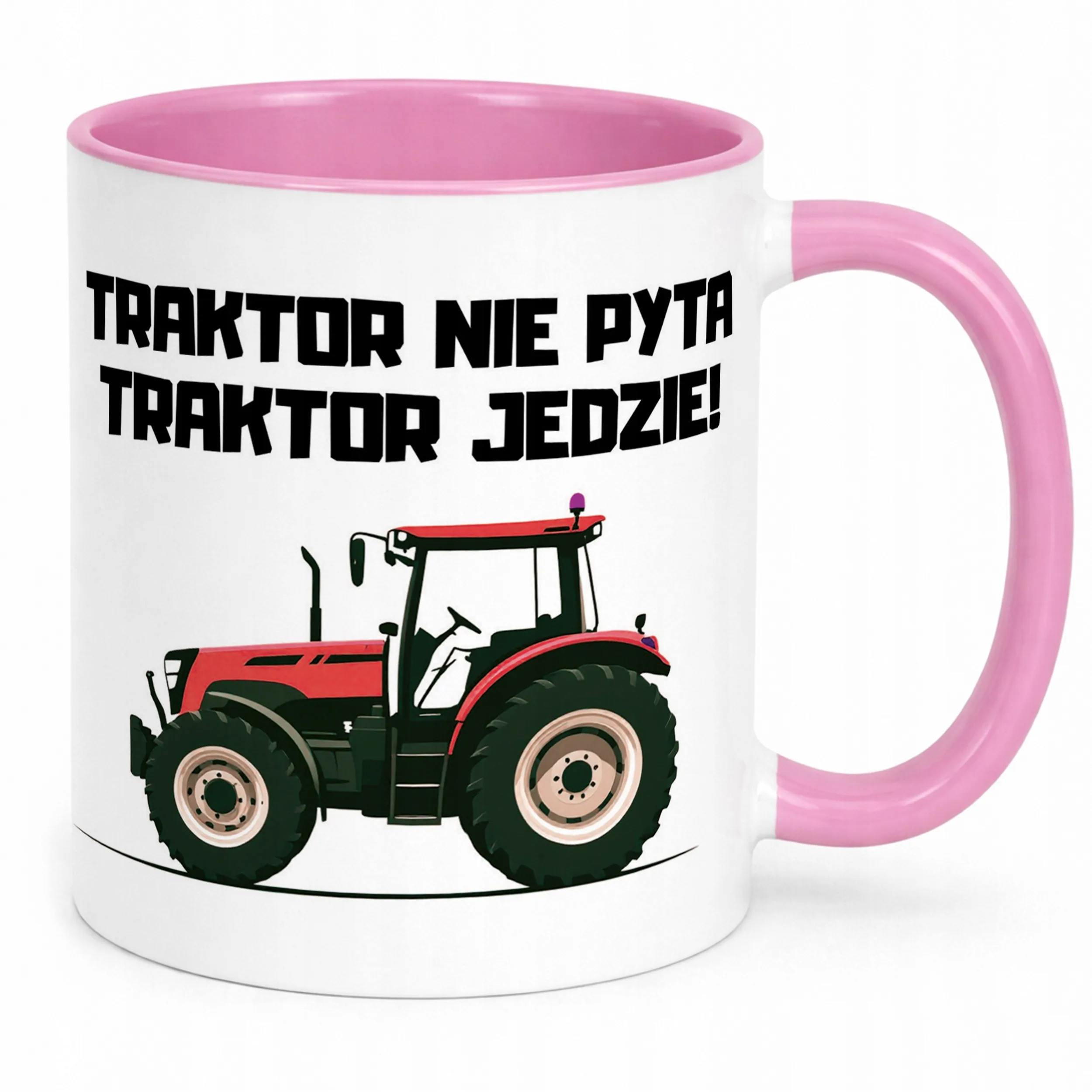 Kubek Różowy Rolnik Dla Rolnika Traktor Zabawny Prezent Upominek