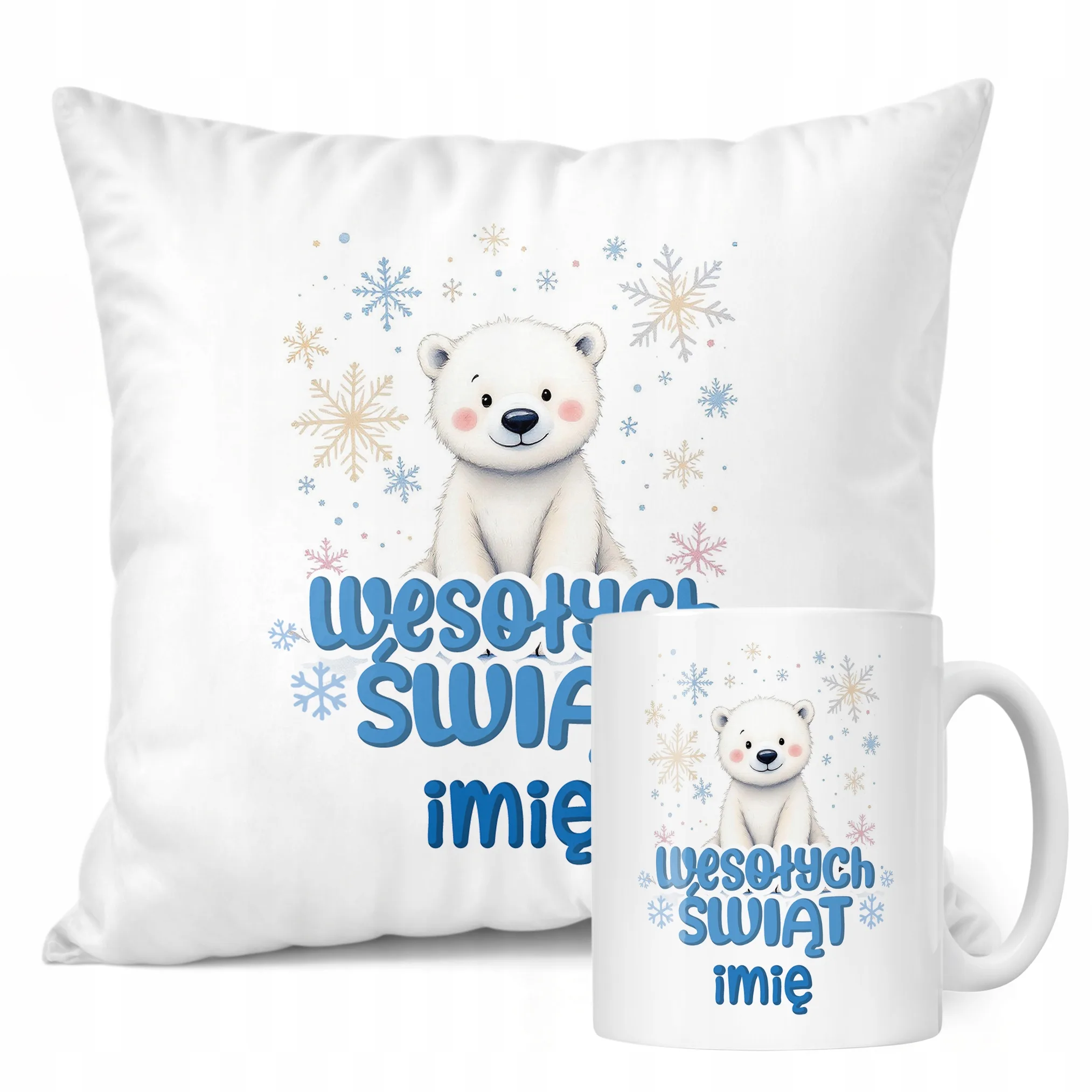 Zestaw Świąteczny Personalizowany Kubek + Poduszka Boże Narodzenie