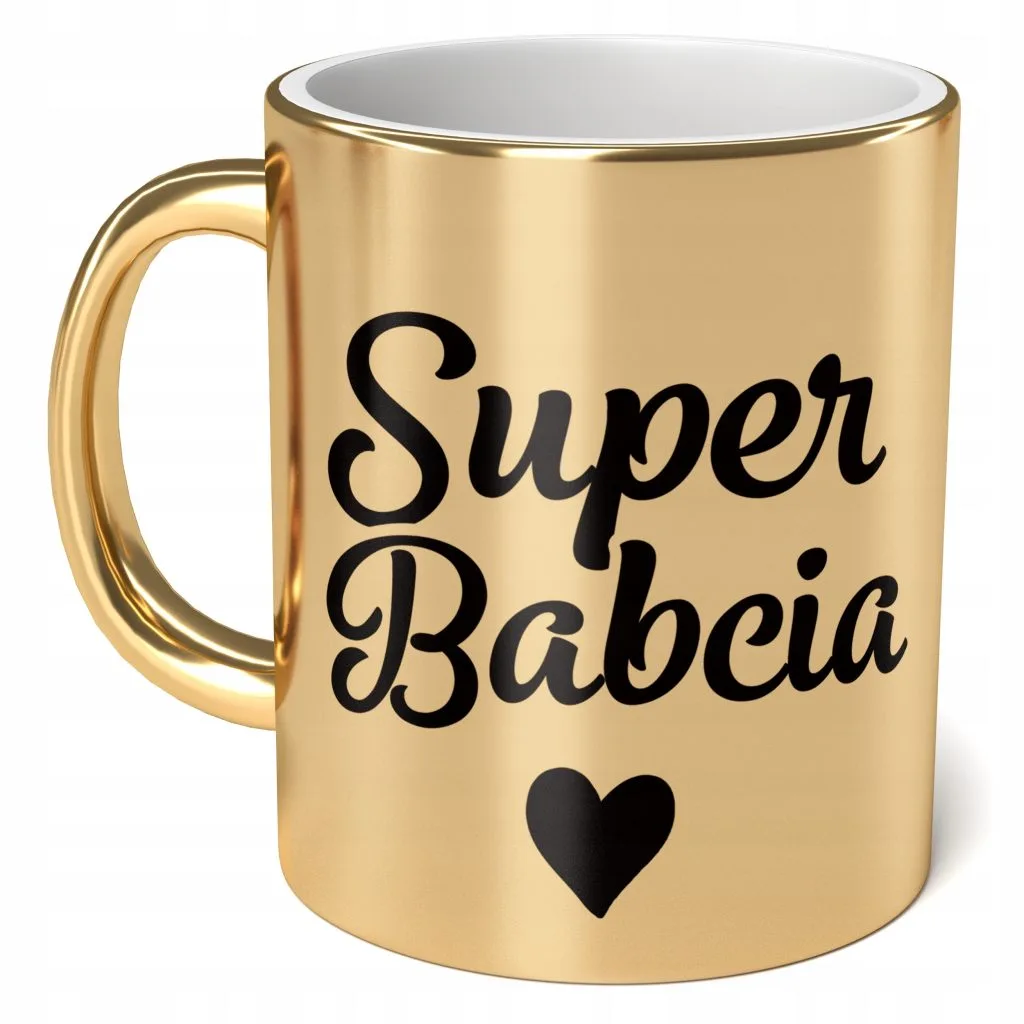 Kubek ceramiczny Złoty 330 ml Dzień Babci Prezent Upominek Super Babcia