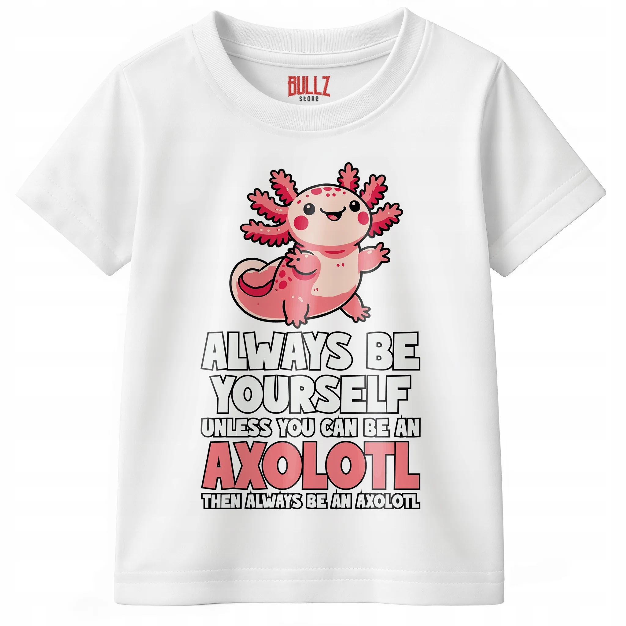 Koszulka dla dziecka biała Aksolotl Axolotl Różowy Zwierzak HIT