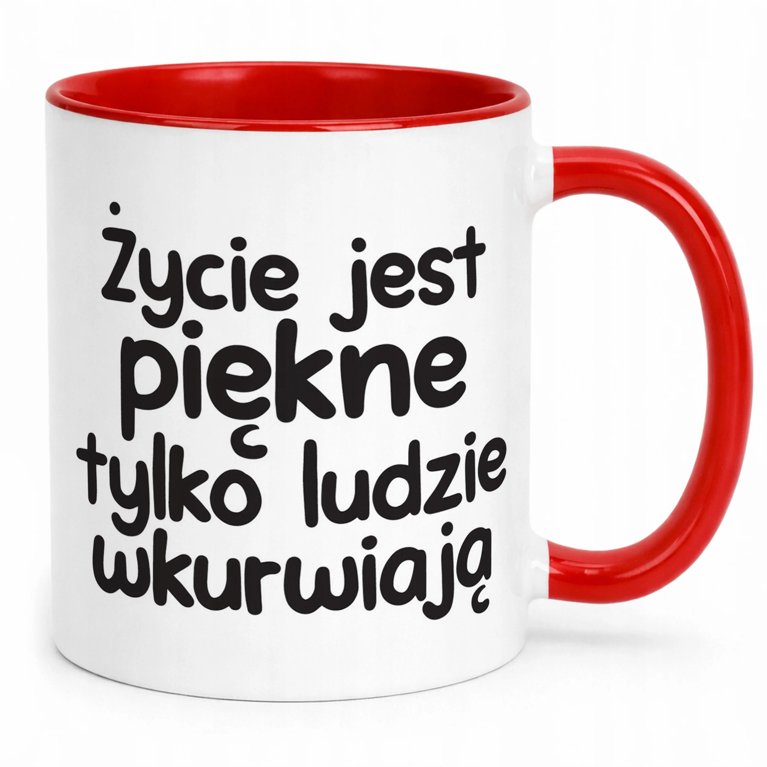 Kubek Czerwony Życie Jest Piękne Śmieszny Zabawny Prezent