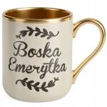 Kubek Premium Złoty Ecru Z okazji Emerytury Dla Emerytki Prezent