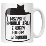 Kubek ceramiczny Wszystko Lepiej Smakuje Z Kocim Futrem Kot Prezent