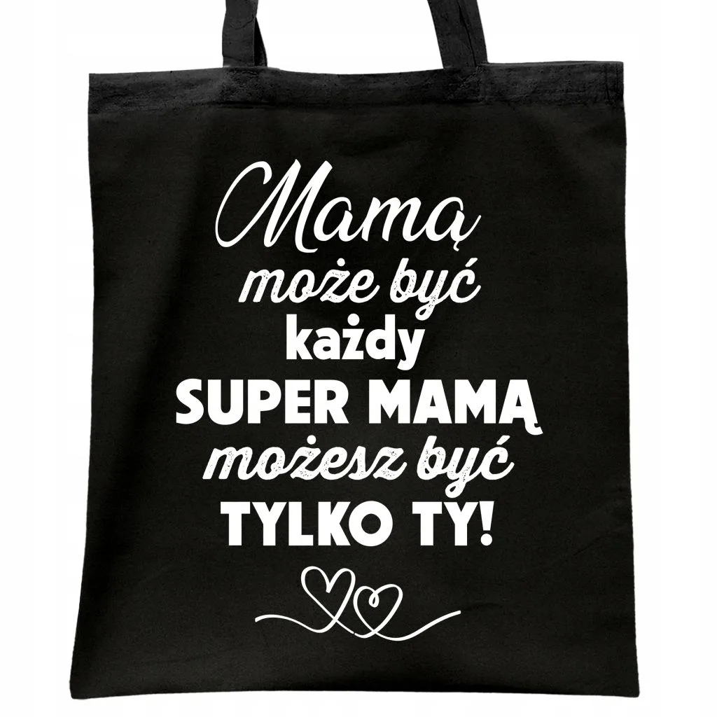 Torba bawełniana czarna na zakupy Dzień Matki Dla Mamy Prezent