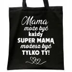 Torba bawełniana czarna na zakupy Dzień Matki Dla Mamy Prezent