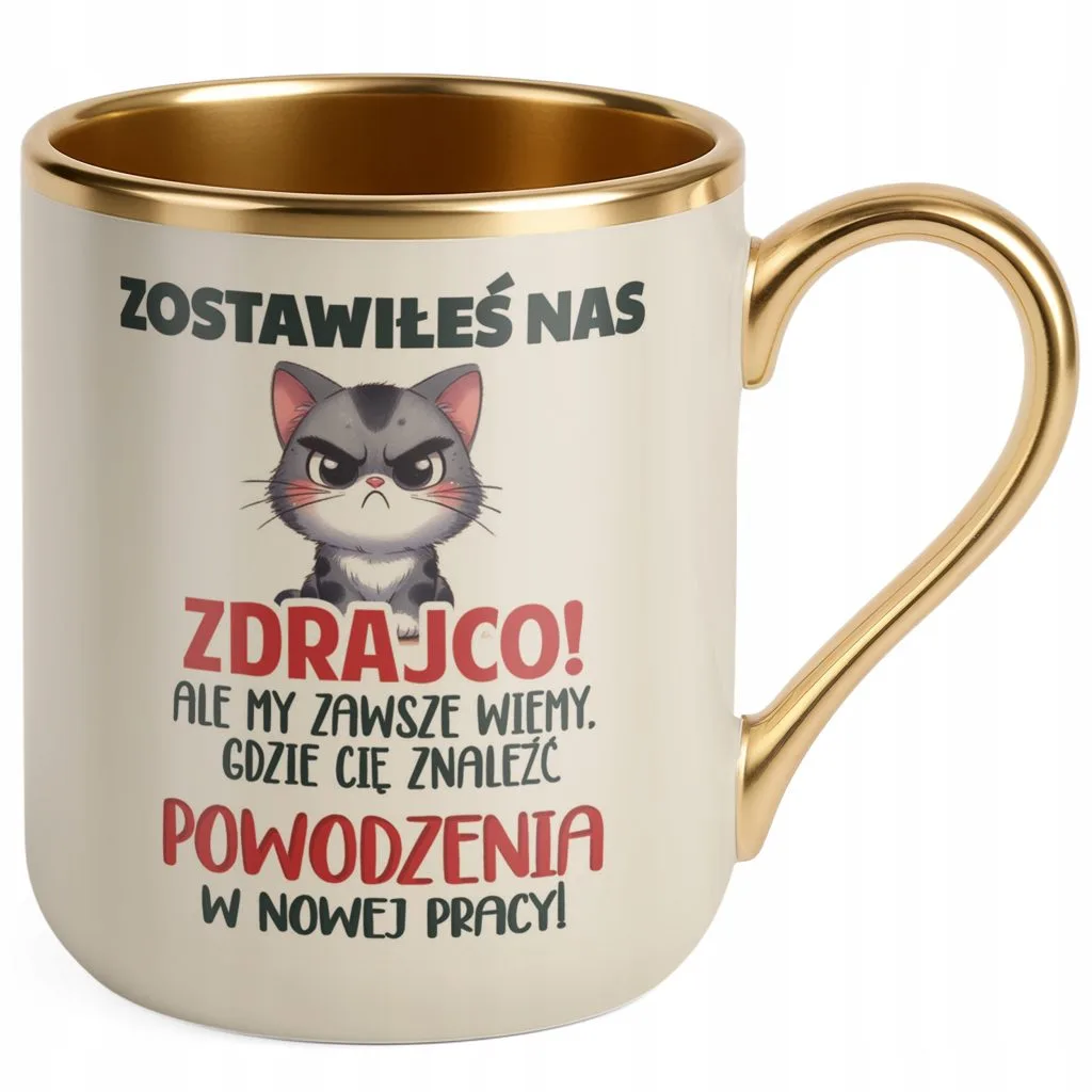 Kubek Premium Złoty Ecru Pożeganie Odejście z Pracy Dla Kolegi Prezent