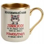 Kubek Premium Złoty Ecru Pożeganie Odejście z Pracy Dla Kolegi Prezent