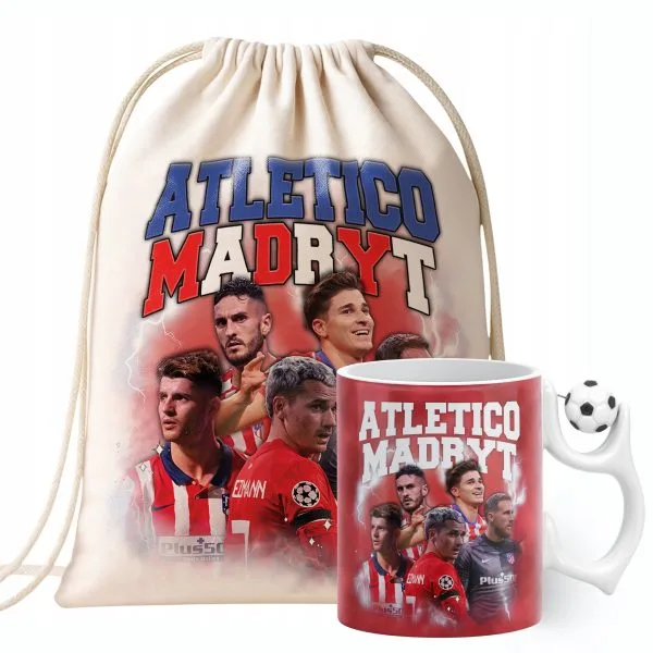 Zestaw Kubek Piłkarski + Plecak Atlético Madryt Griezmann Morata
