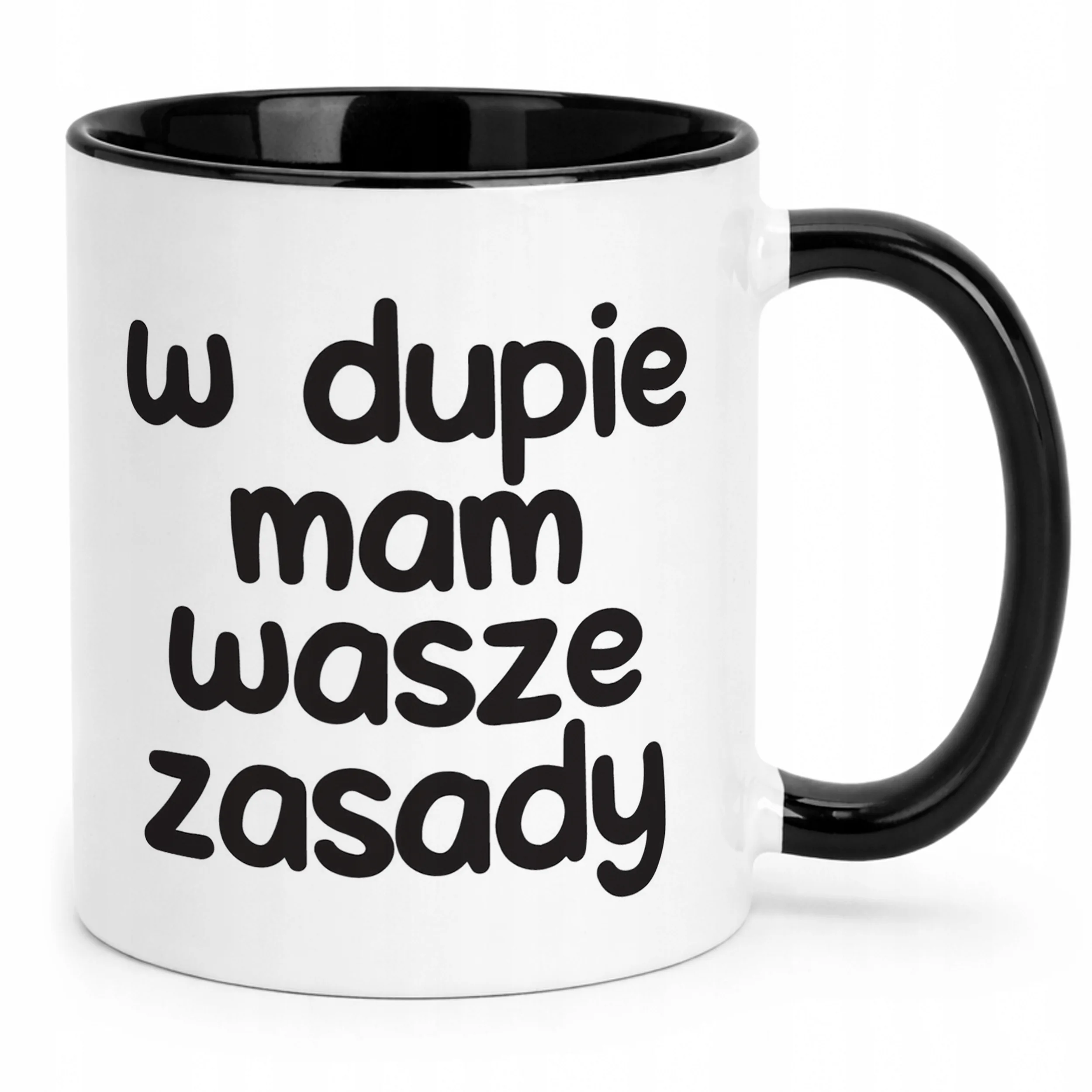 Kubek Czarny W D*pie Mam Wasze Zasady Śmieszny Zabawny Prezent