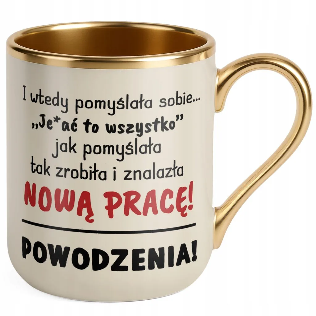 Kubek Premium Złoty Ecru Na Pożegnanie Odejście z Pracy Zabawny Prezent