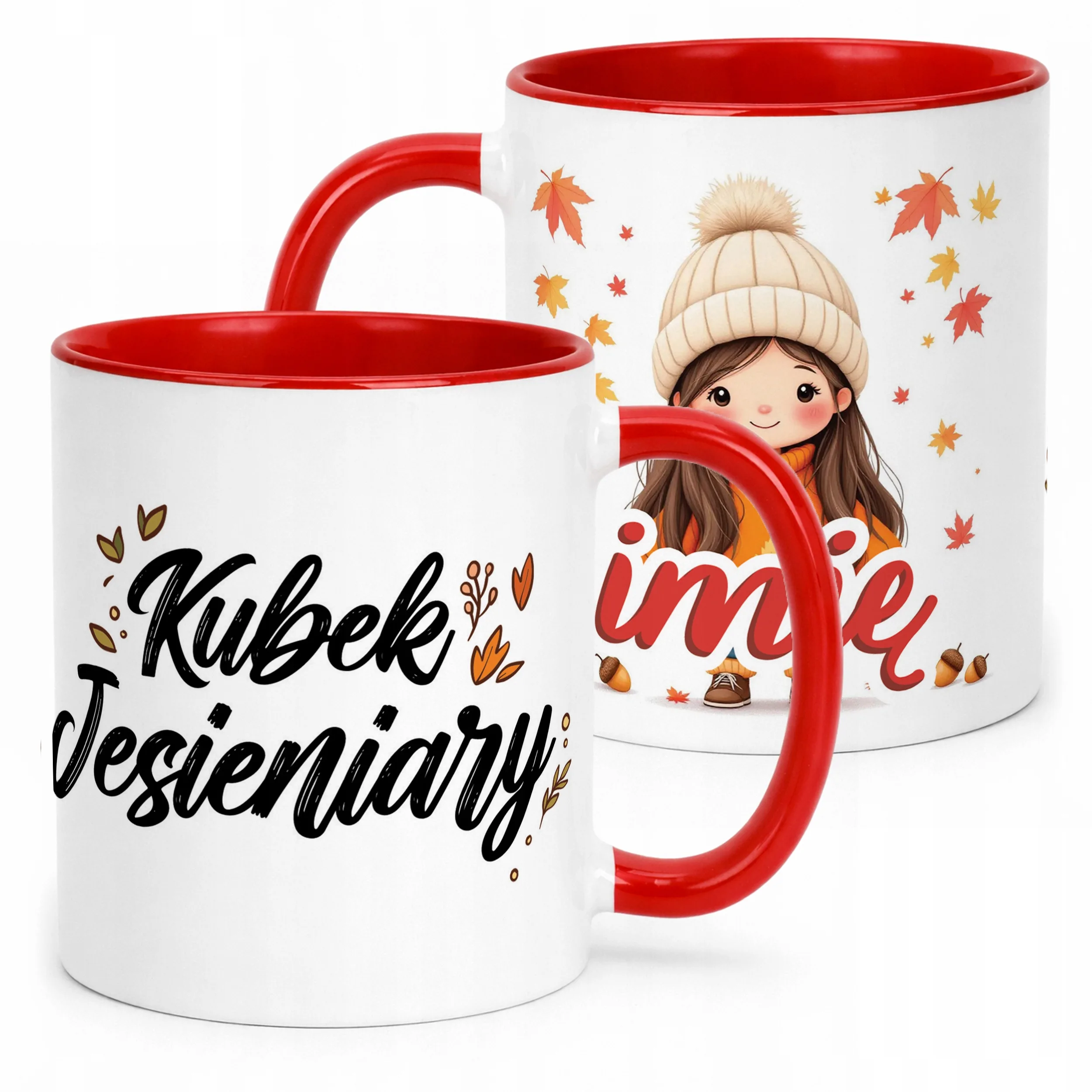 Kubek Czerwony Personalizowany Jesienny Jesieniara Prezent Upominek