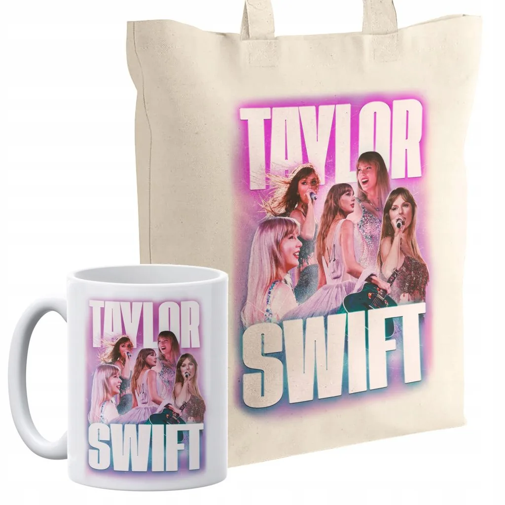 Zestaw torba bawełniana z dnem na zakupy + kubek Taylor Swift