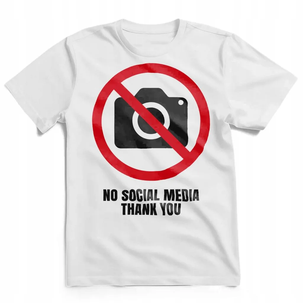 Koszulka męska biała #NoSocialMedia Bez Social Mediów
