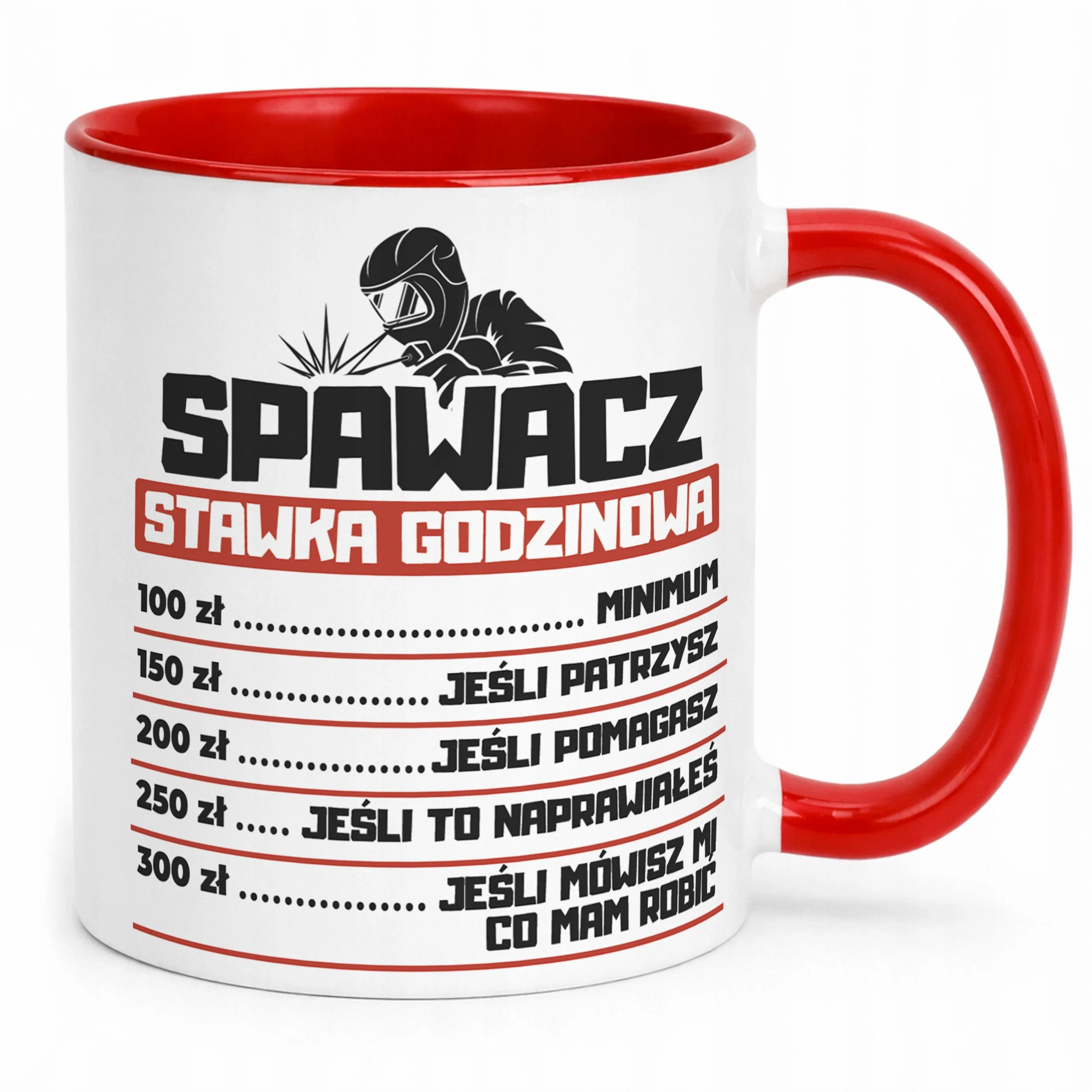 Kubek Czerwony Spawacz Stawka Godzinowa Zabawny Prezent Upominek