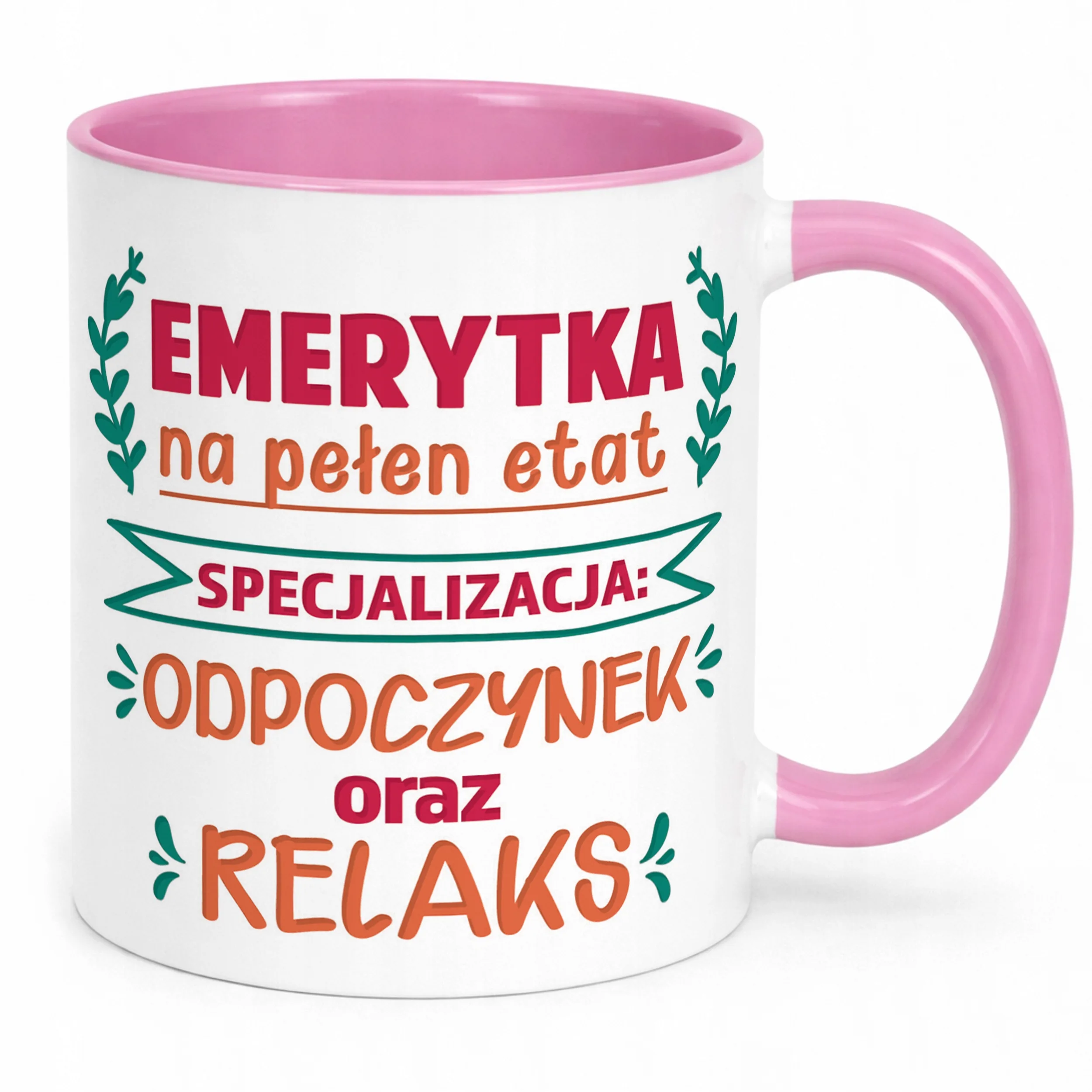 Kubek Różowy z okazji Emerytury Dla Emerytki Prezent Upominek
