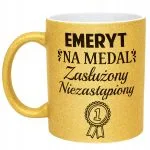 Złoty kubek brokatowy Z okazji Emerytury Dla Emeryta Prezent
