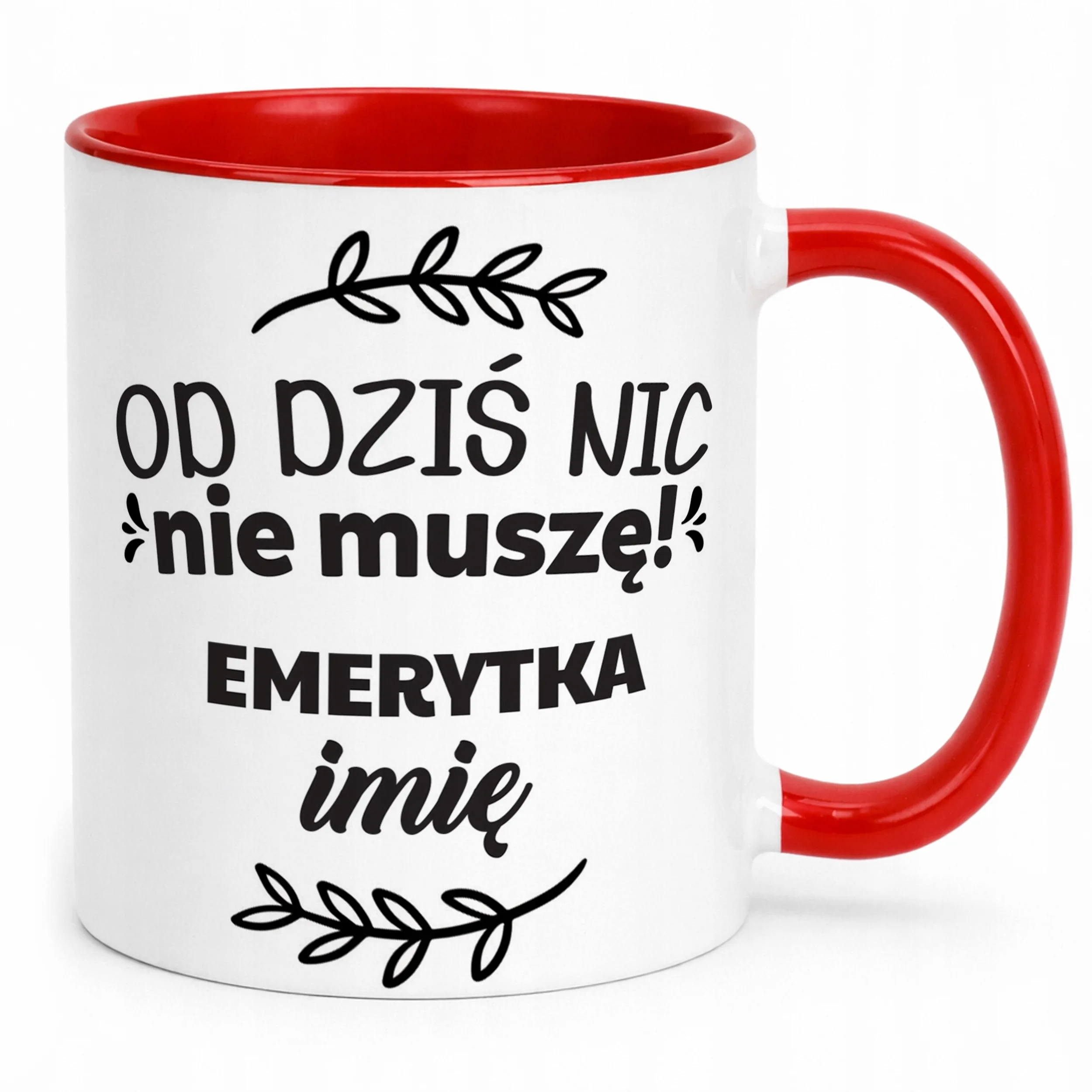 Kubek Czerwony Personalizowany z okazji Emerytury Dla Emerytki Prezent