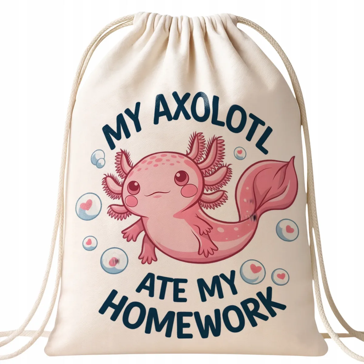 Worek bawełna ecru dla fana gier Aksolotl Axolotl Różowy Zwierzak Trend OK
