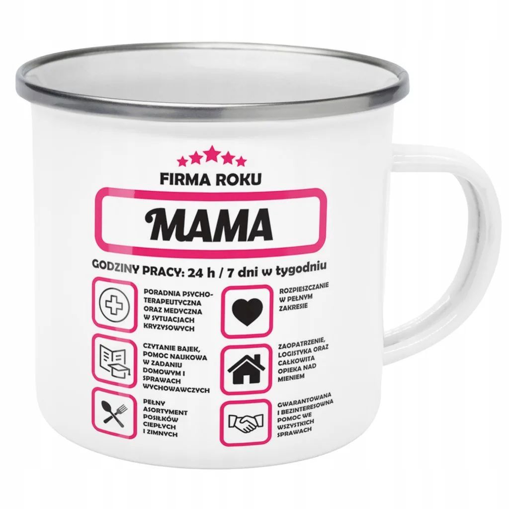Emaliowany Kubek Garnuszek Dzień Matki Dla Mamy Prezent Firma Mama