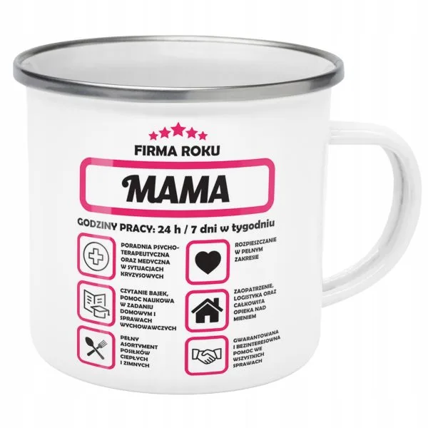 Emaliowany Kubek Garnuszek Dzień Matki Dla Mamy Prezent Firma Mama