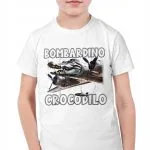 Koszulka biała dziecięca Bombardino Crocodilo viral tiktok brainrot