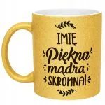 Złoty kubek brokatowy personalizowany Dzień Kobiet Prezent Upominek
