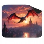 Podkładka pod mysz 22×18 cm Smok Miasto Zachód Słońca