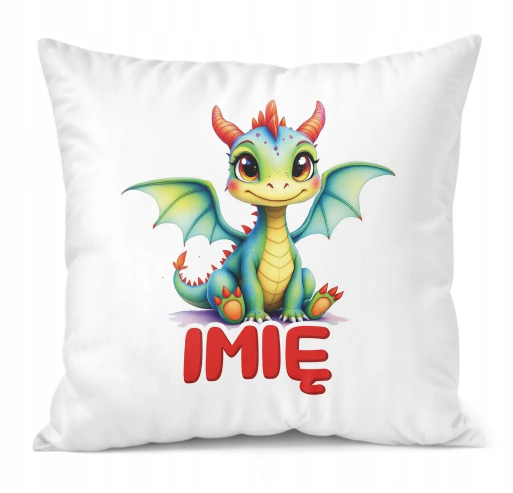 Poduszka 38x38cm Personalizowana Smok Zwierzak Słodki Dla Dzieci