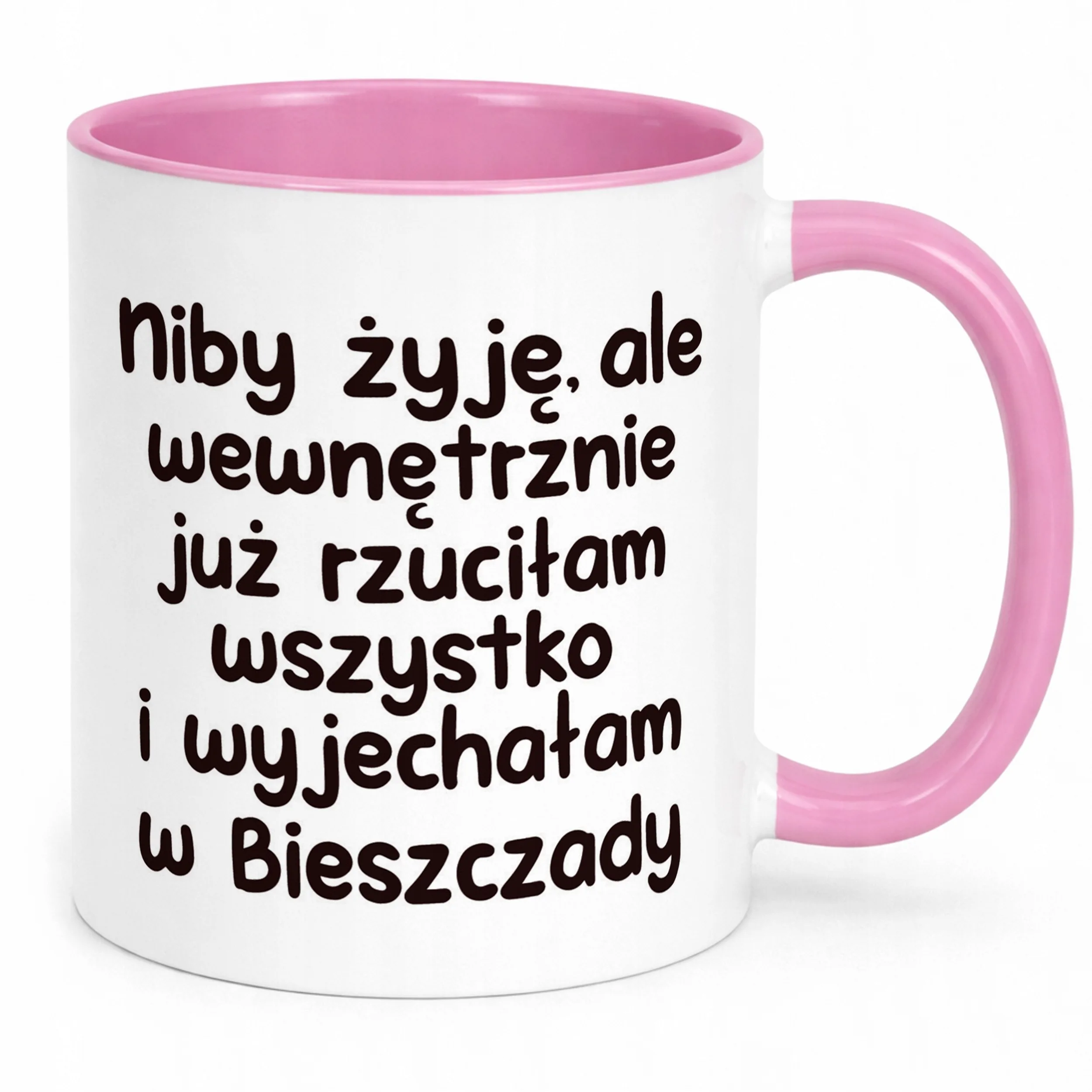 Kubek Różowy Niby Żyję Ale Wewnętrznie Śmieszny Zabawny Prezent
