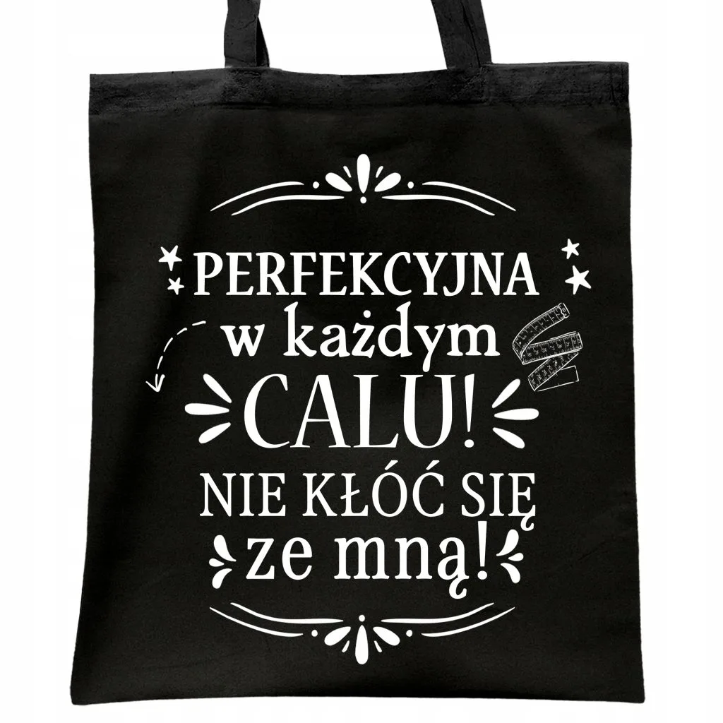 Torba bawełniana czarna na zakupy Dzień Kobiet Dla Kobiety Prezent