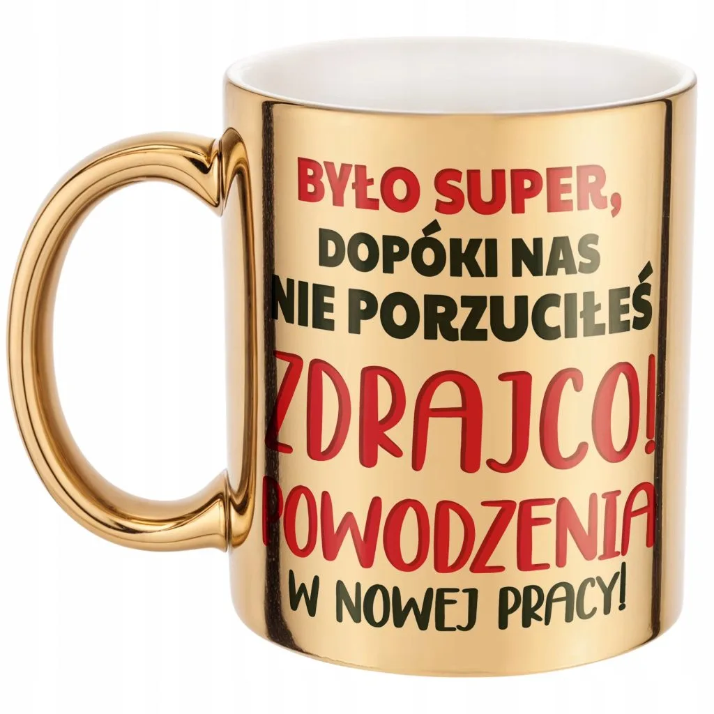 Złoty Kubek ceramiczny Pożeganie Odejście z Pracy Dla Kolegi Prezent
