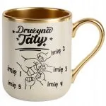 Kubek Premium Złoty Ecru Personalizowany Dzień Ojca Drużyna 4 Dzieci