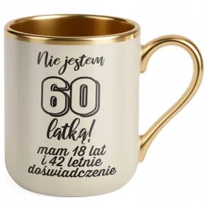 Kubki premium ecru ze złotym rantem