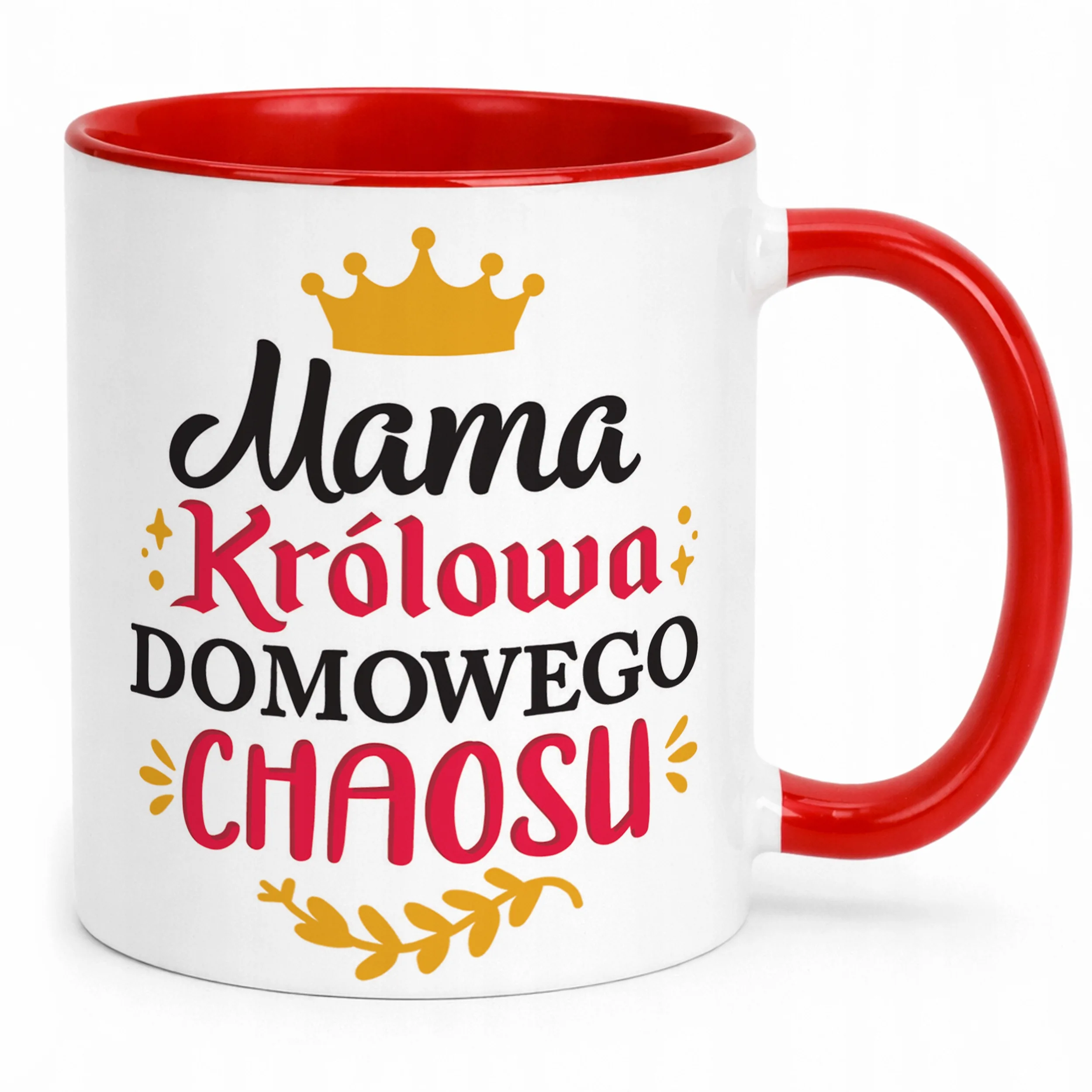 Kubek Czerwony Dzień Matki Dla Mamy Prezent Królowa Domowego Chaosu