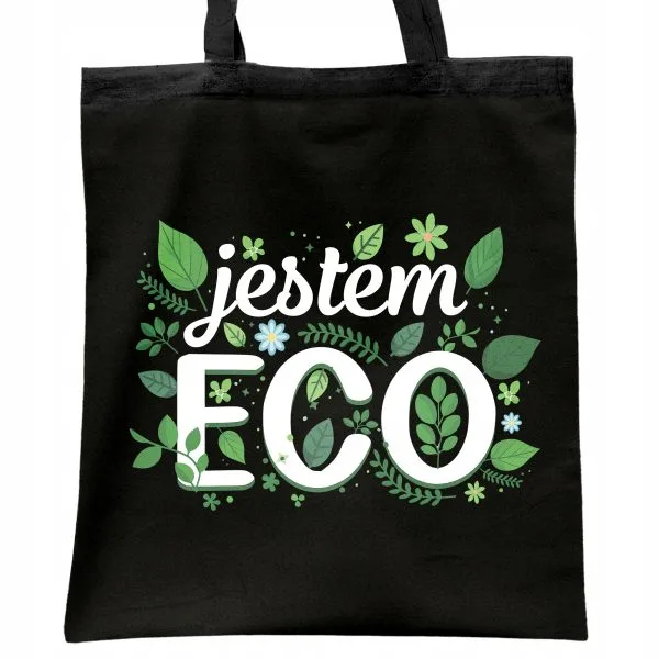 Torba bawełniana czarna na zakupy Eco Ekologia Przyroda Prezent