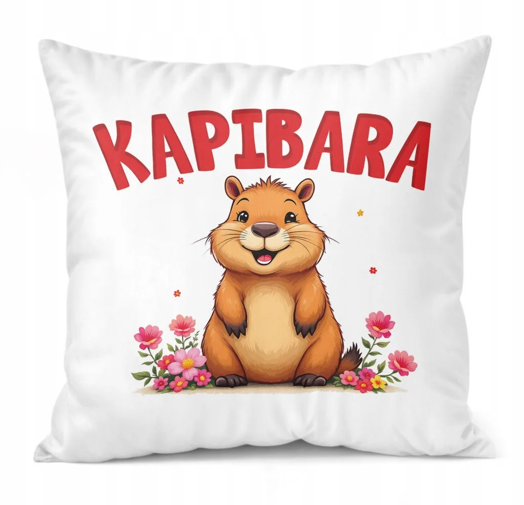 Poduszka 38x38cm Kapibara Capybara Zwierzak Dla Dzieci Prezent