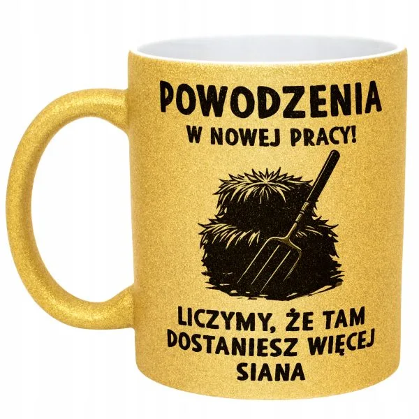 Złoty kubek brokatowy Na Pożegnanie Odejście z Pracy Zabawny Prezent