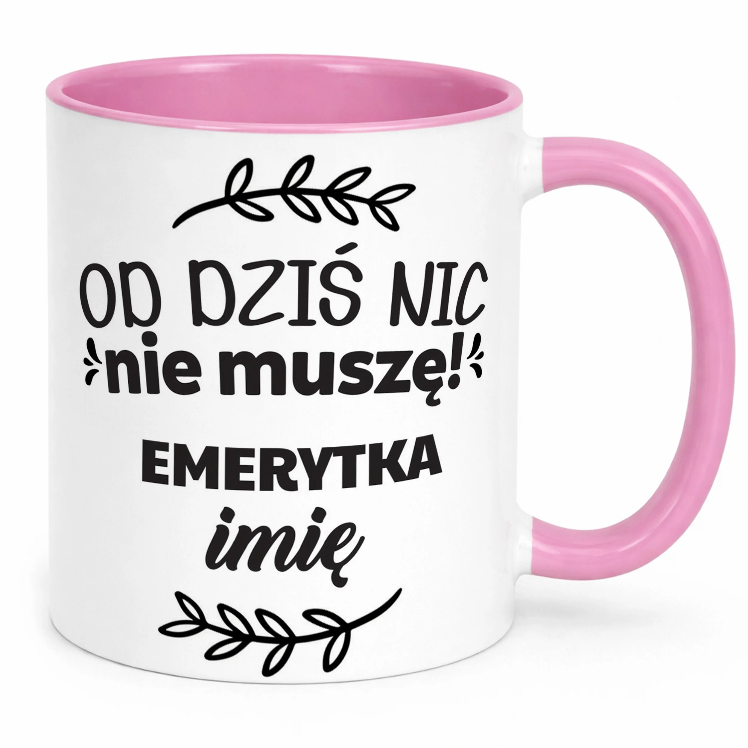 Kubek Różowy Personalizowany z okazji Emerytury Dla Emerytki Prezent