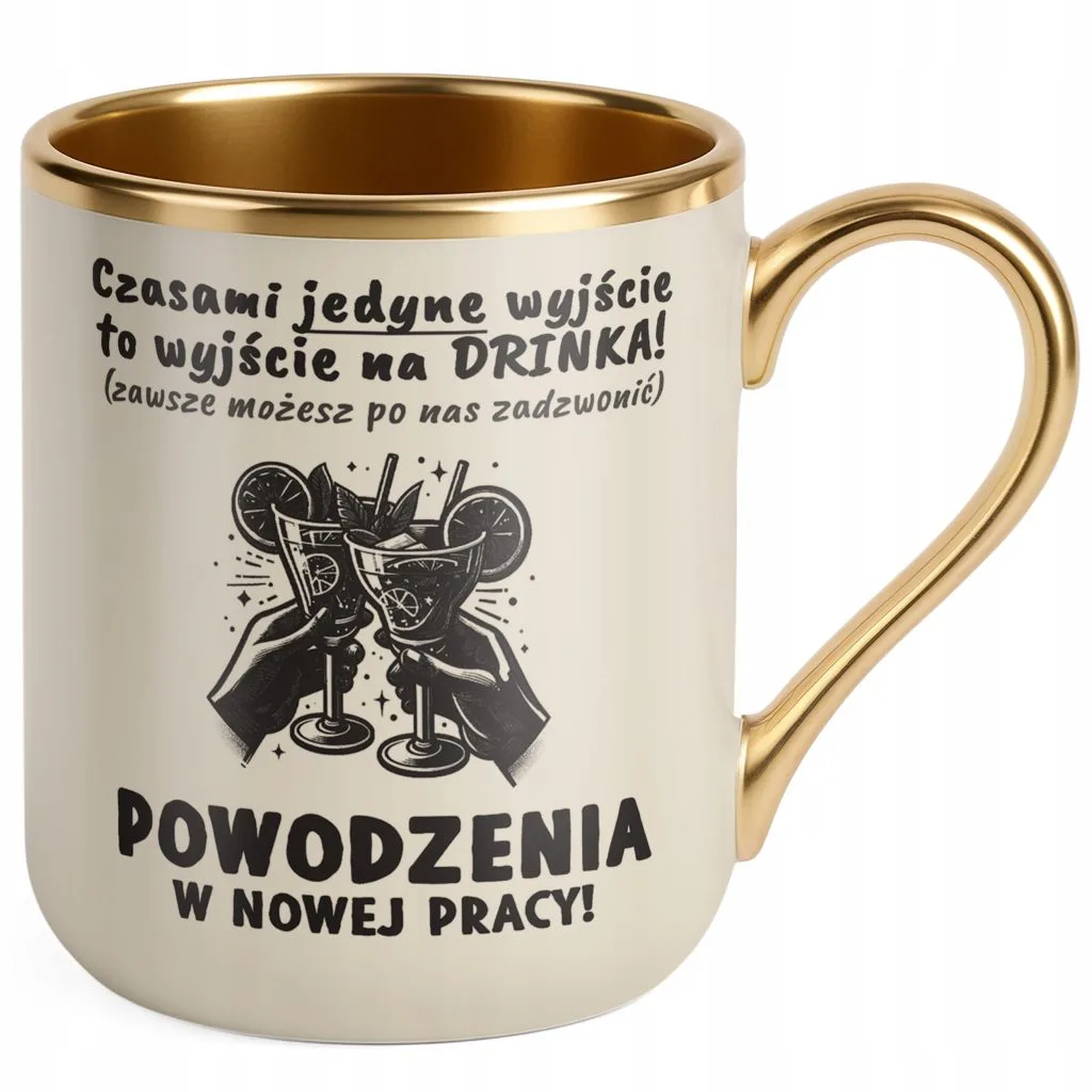 Kubek Premium Złoty Ecru Na Pożegnanie Odejście z Pracy Zabawny Prezent