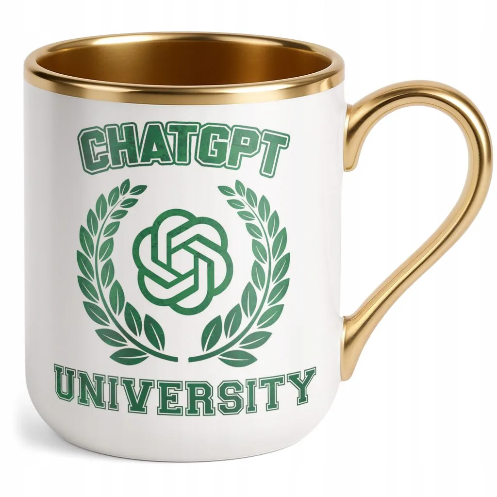 Kubek Premium Złoty ChatGPT University Zabawny Prezent Upominek
