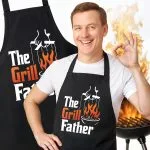 Bawełniany Czarny Fartuch Kuchenny The Grill Father Fartuszek Z Nadrukiem