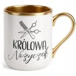 Kubek Premium Złoty Królowa Nożyczek Dla Fryzjerki Barbera Prezent