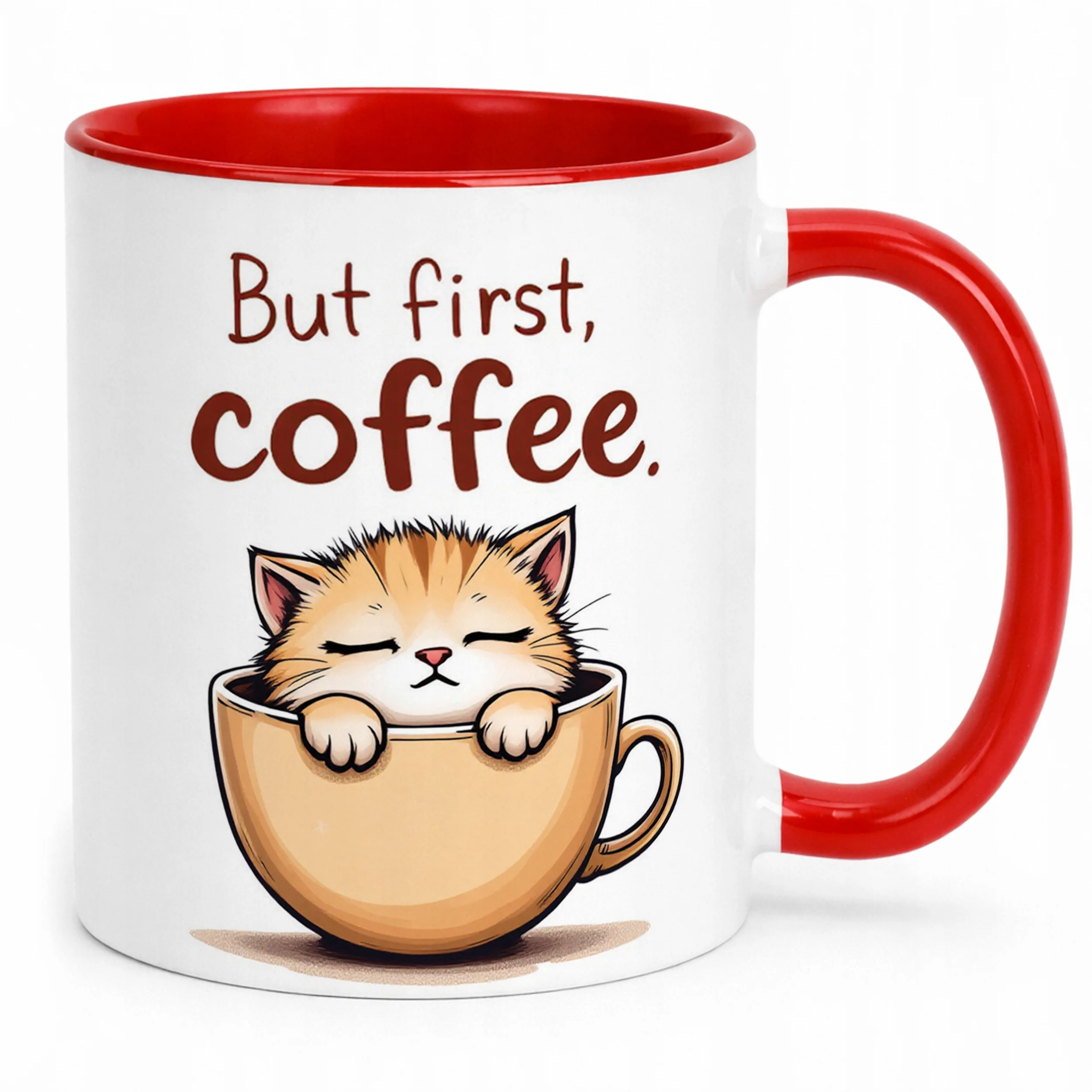Kubek ceramiczny But First Coffee Kawa Kot Dla Kociary Prezent