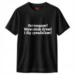 Koszulka czarna męska 1670 Ostrzegam Wyważam Drzwi r. 3XL