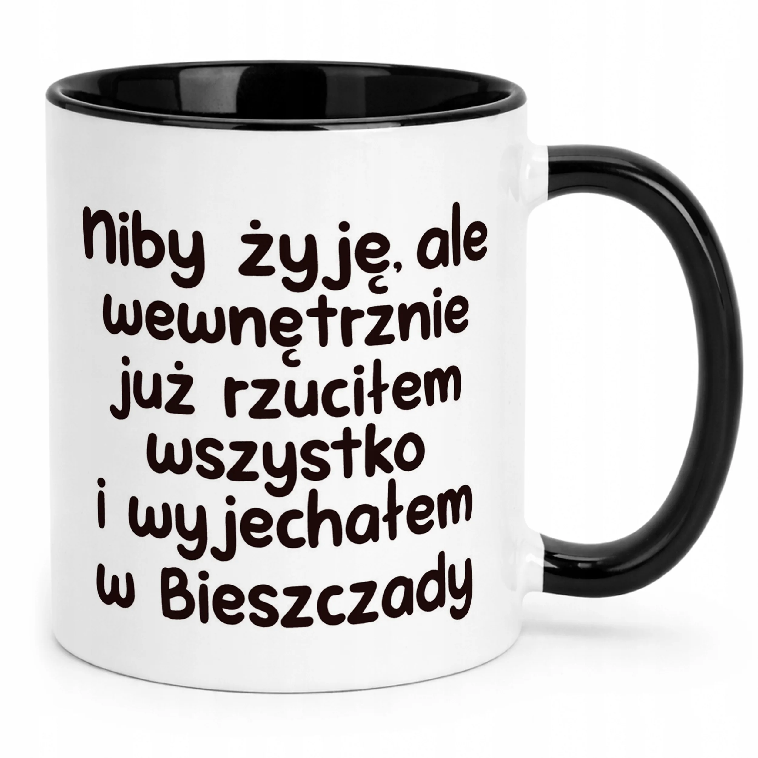 Kubek Czarny Niby Żyję Ale Wewnętrznie Śmieszny Zabawny Prezent