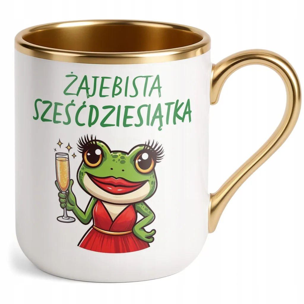 Kubek Premium Złoty Żajebista 60 Dla Kobiety Na Urodziny Prezent