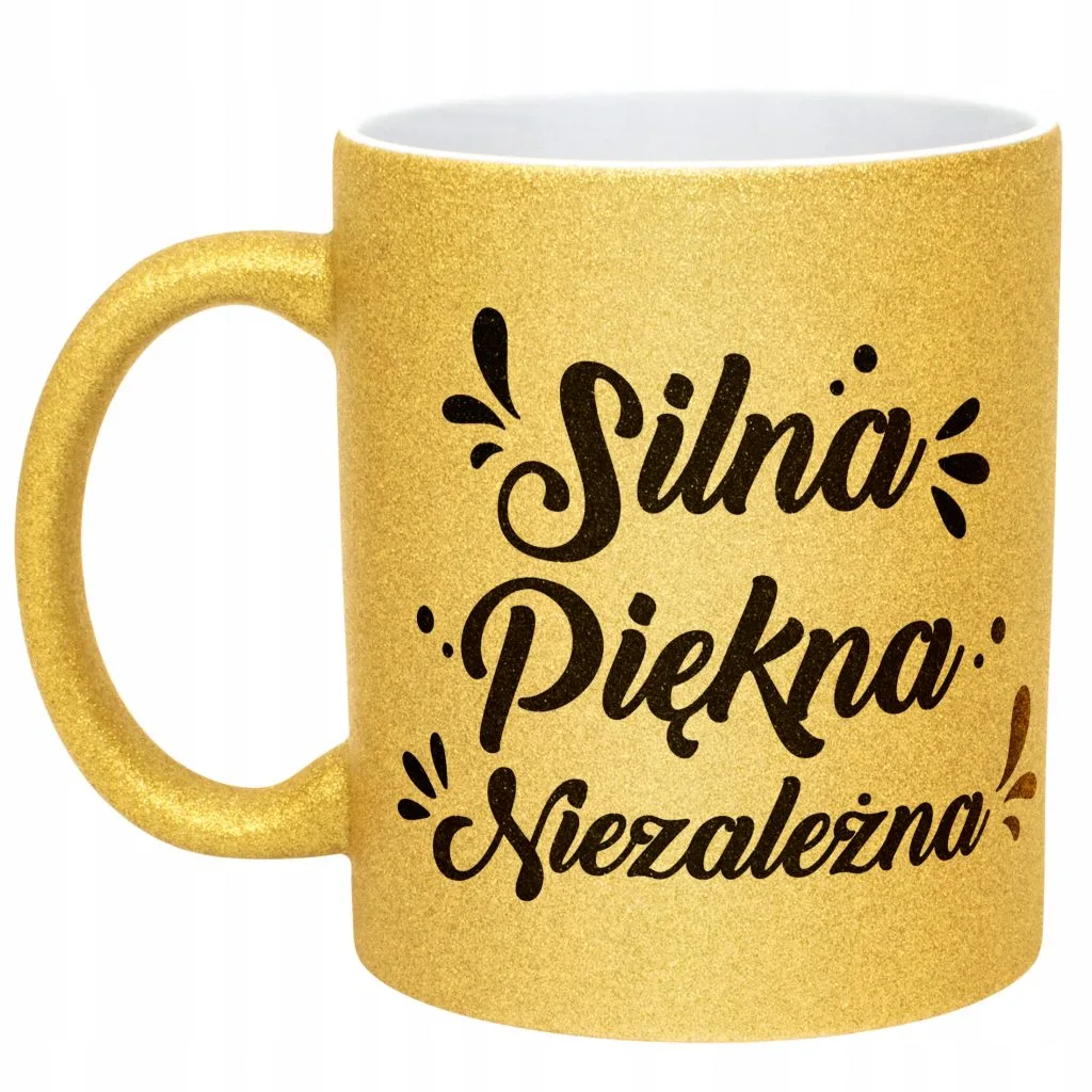 Złoty kubek brokatowy Dzień Kobiet Zabawny Prezent Upominek Dla Kobiety