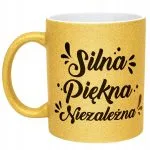 Złoty kubek brokatowy Dzień Kobiet Zabawny Prezent Upominek Dla Kobiety